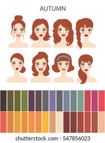 Women's appearance by colortype - Autumn with approach colors and hairstyles