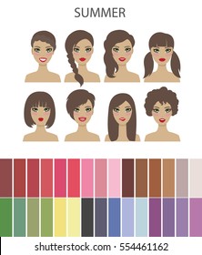 Women's appearance by colortype - Summer with approach colors and hairstyles