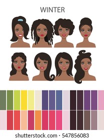 Women's appearance by colortype - Winter with approach colors and hairstyles