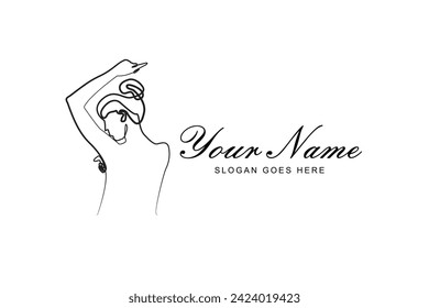 women's armpit health logo. Vector illustration of a woman's line showing healthy armpits, suitable for beauty logos, beauty treatments, body care, svg