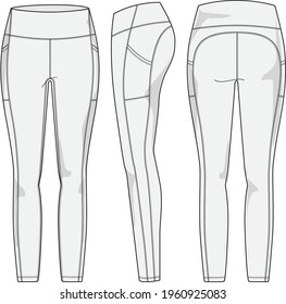 Women's athletic wear legging vector technical sketch