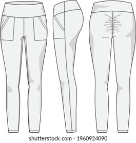 Women's athletic wear leggings vector technical sketch 