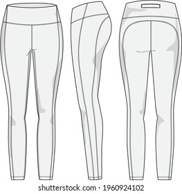 Women's athletic wear leggings vector technical sketch 