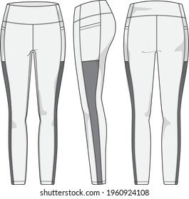 Women's Athletic Wear Leggings Vector Technical Sketch 