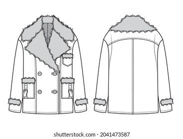 Womens Aviator and Fur Jacket CAD Drawing