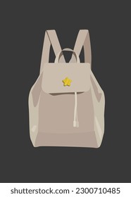 Mochila para mujeres, con una pequeña ilustración portadora estrella, de moda y casual