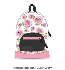 Womens backpack, with a pink print vector illustration