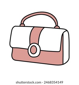 Bolso de mujer en estilo doodle. Vector aislado sobre fondo blanco