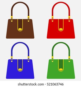 Women's bag, women's bag icon. Flat design, vector.