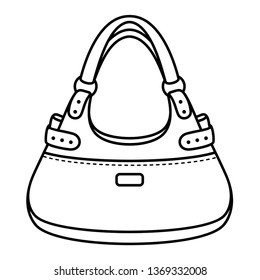 Women's bag. Vector outline icon isolated on white background.