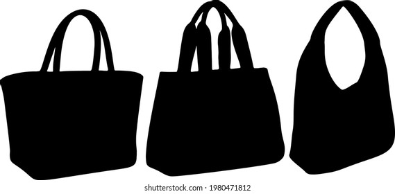 Womens bags in a set. Vector image.