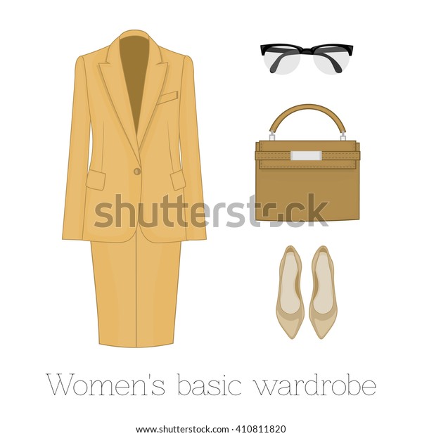 Womens Basic Wardrobe Set Dress Shoes Stock Vector Royalty Free