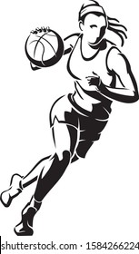 Women"s Basketball Abstract Line Art