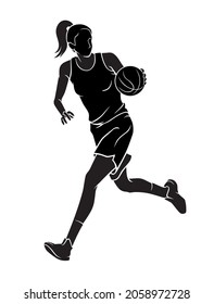 Women's Basketball, Dribbling Player Silhouette