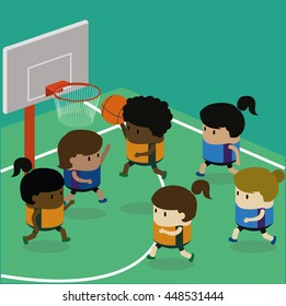 Women's basketball game illustration