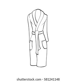 women's bathrobe. bathrobe outline on white background