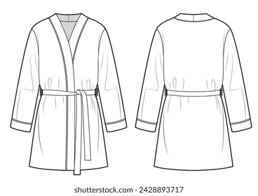 Womens bathrobe technical fashion illustration