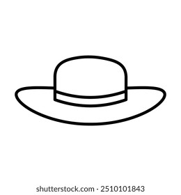 Womens beach hat. Fedora hat with ribbon. Beach hat panama. Protect against sunstroke. Vector illustration