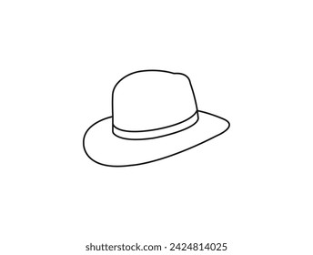 Women's beach hat linear icon. Thin line illustration. Vector illustration sun cap on white background. vector sign symbol. Flat vector illustration isolated on white background. EPS 10.