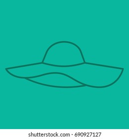 Women's beach hat linear icon. Thin line outline symbols on color background. Vector illustration