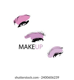 Womens beautiful eyes with makeup. Vector