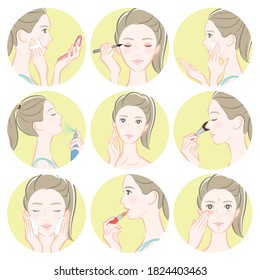 Women's beauty illustration.  Female upper body vector illustration. 