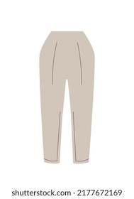 Womens beige pants. Stylish clothes for office, festive and important events, business meetings. Part of costume, fashion and trend. Stickers for social networks. Cartoon flat vector illustration