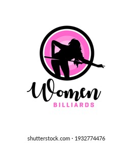 Women's billiards sport modern logo design