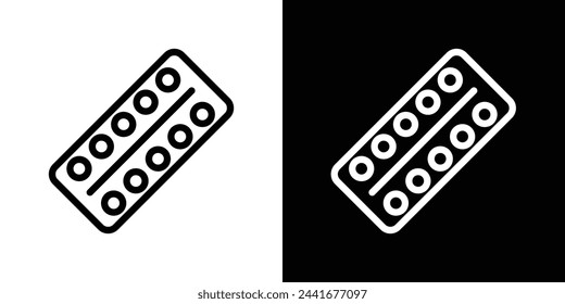 Women's Birth Control Pill Icons. Oral Contraceptive and Feminine Health Symbols.