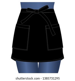 Women's Black Short Apron Vector Design
: Two Pocket