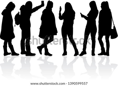 Womens black silhouettes, vector work.
