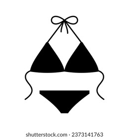 Womens black swimsuit. Elegant drawstring lingerie for beach tanning and swimming for vacations and tropical travel with ease and vector comfort