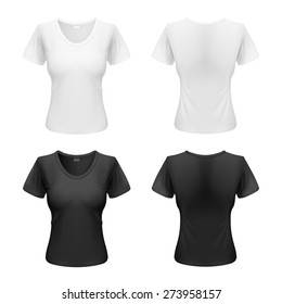 Womens black and white T-shirts isolated on a white background