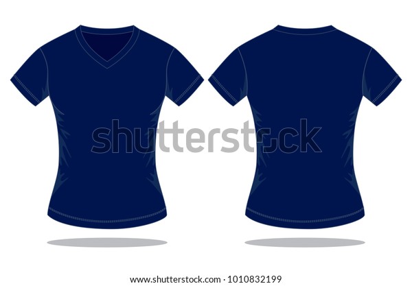 Womens Blank Navy Vneck Shirt Vector 