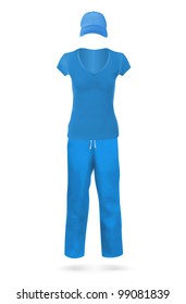Women's blank sport suit template.