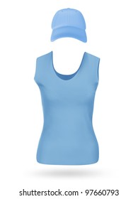 Women's blank sport t-shirt and cap template set.