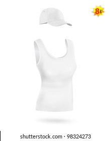 Women's blank sport t-shirt and cap template set.