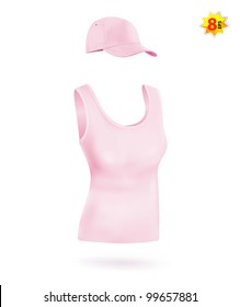 Women's blank sport t-shirt and cap template set.