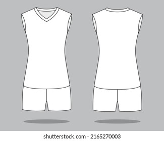 Womens Blank White Sleeveless Volleyball Jersey Stock Vector (Royalty ...