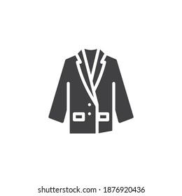 Frauenblazer, Vektorsymbol. volles Flachzeichen für mobiles Konzept und Webdesign. Frauenanzug Jacke Glyph Symbol. Symbol, Logo-Abbildung. Vektorgrafik