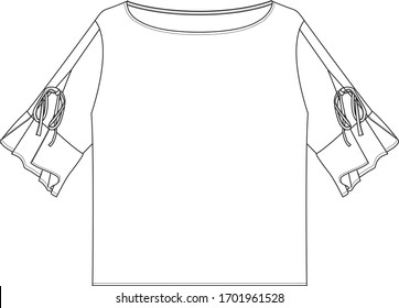  Womens Blouse Fashion Flat Technical Drawing Template