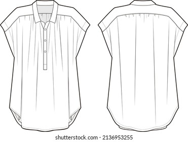 Women's  Blouse fashion vector sketch, Apparel template