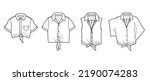womens blouse flat sketch vector illustration front tie knot shirt blouse technical cad drawing.