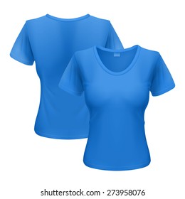 Womens blue T-shirt isolated on white background