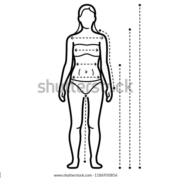 Womens Body Measurements Chart Female Clothing Stock Vector