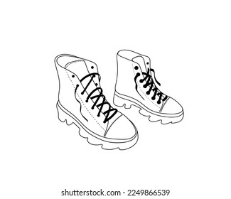 Women's boots. Doodle. Flat vector illustration