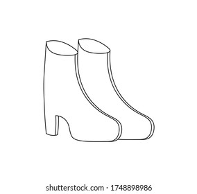 Women's boots for website and store design . Cartoon style. Symbol of beauty. Design of ads, websites, and banners. An isolated element. Vector isolated illustration with classic boots in Doodle style