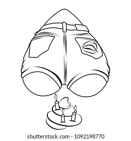 women's booty in the shape of a heart in denim shorts with lips on the Pope with a cake in the shape of a poop with candles, a stylized flat color pattern in the vector