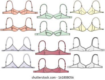 Womens bra collection technical drawing