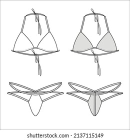 Women's bra and string vector sketch